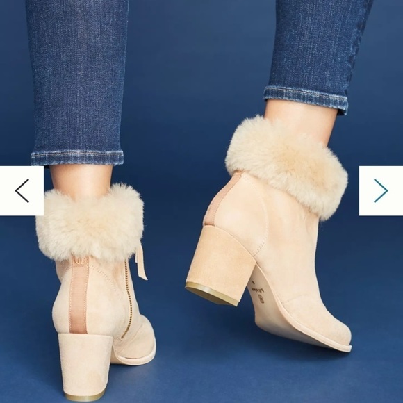 ANTHROPOLOGIE Bill Blass Shearling-trimmed Booties Size 8.5 - Picture 3 of 11